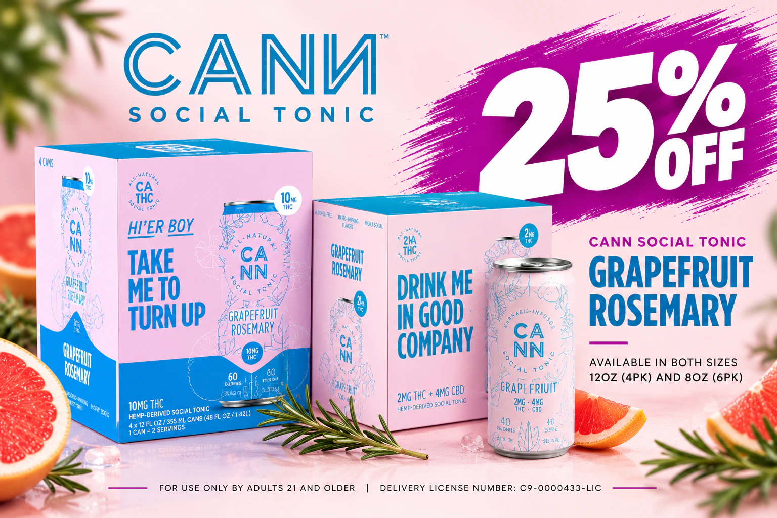 Cann Social Tonic Grapefruit Rosemary — 25% Off