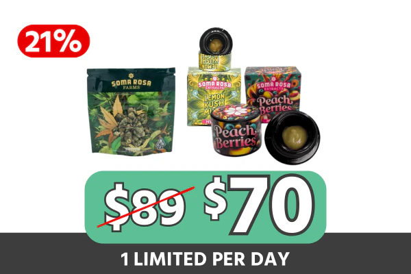 Soma Rosa Rosin Duo + 3.5g Flower — $70 (Save $19 | 21% Off)