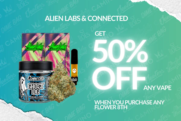 Get 50% off any Alien Labs/Connected Vape when you purchase an Alien Labs or Connected 8th.