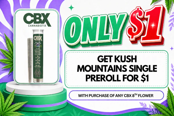  Get Funk Master CBX single Preroll for $1 with Purchase of any CBX 8th (Limit 1 per order)