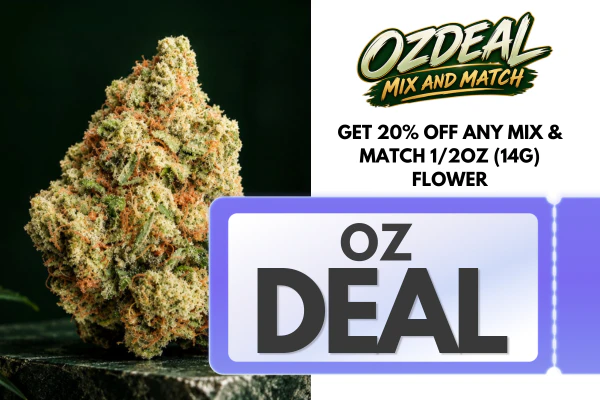 Buy 2 14g flower products from any  brands and get 20% off automatically at checkout!