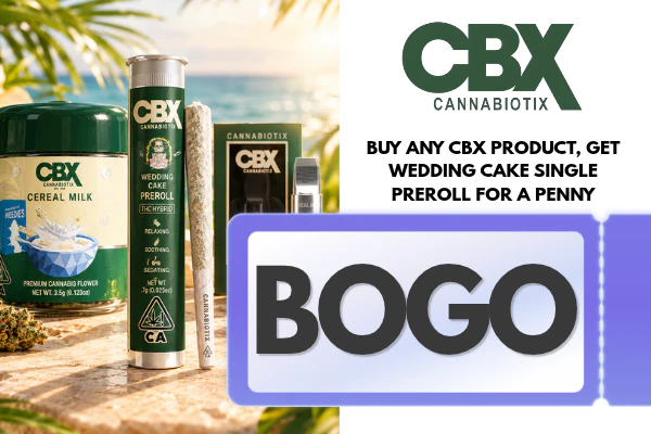 Buy any CBX Product, Get Wedding cake single preroll for a penny