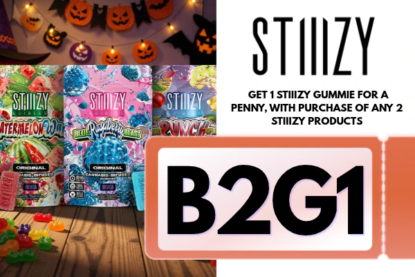 Get 1 Stiiizy Gummie for a penny, with purchase of any 2 stiiizy Products