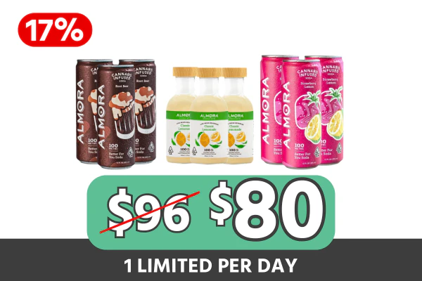 Almora Farms 12oz 100mg 9-Pack (3 of Each) — $80 (Save $16 | 17% Off)