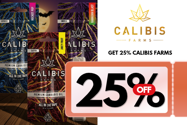 Calibis Farms Vapes: buy any 2 carts or AIOs (mix and match), get 25% off both with code CALIBIS25GP. Batteries excluded.  Promotion codes and auto-applied deals work when all qualifying items and conditions are met. Be sure to add all required items, meet any order minimums, and include promo units. If you have questions or run into issues, contact dispatch by call/text or leave an order note before submitting.