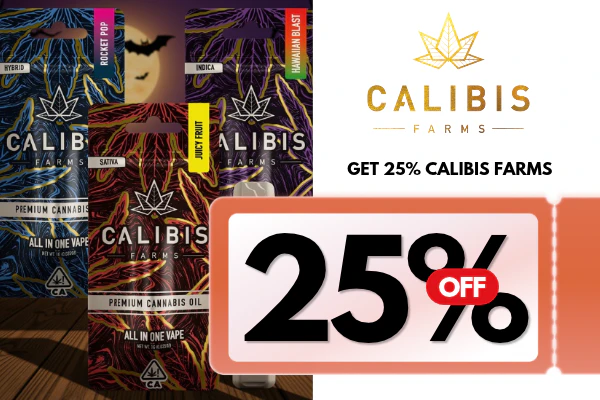 Calibis Farms Vapes: buy any 2 carts or AIOs (mix and match); Get 25% off both