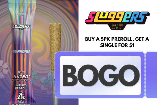 Buy a 5pk Sluggers Prerolls, Get 1 single for $1