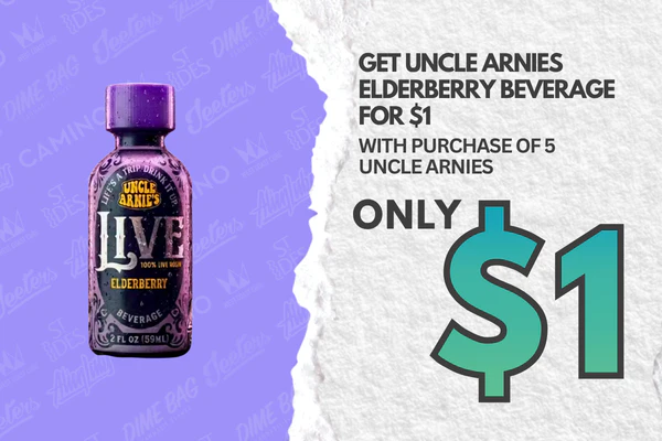 Get Elderberry Beverage for $1 with purchase of 5 Uncle Arnies (Limit 1 per order)
