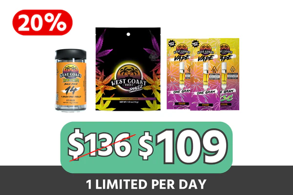 West Coast Treez Flower + Preroll + Vape Bundle — $109 (Save $27 | 20% Off)