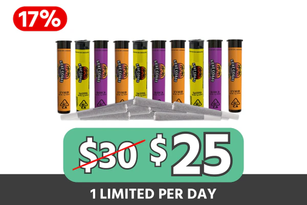 West Coast Treez 1g Prerolls — 10 for $25 (Save $5 | 17% Off)