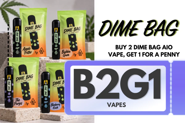 Buy 2 Dime Bag AIO vape, Get 1 for a penny!