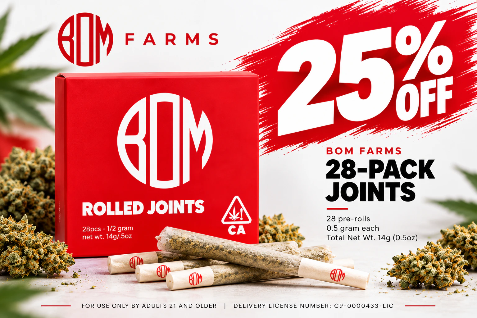 BOM Farms 28-Pack Joints — 25% Off