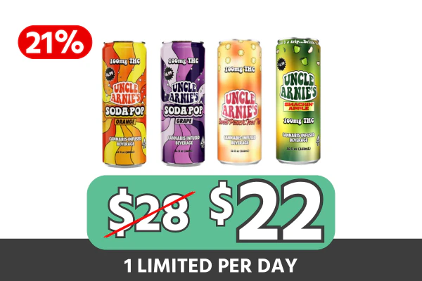 Uncle Arnies 12oz 100mg 4-Pack (Mix & Match) — $22 (Save $6 | 21% Off)