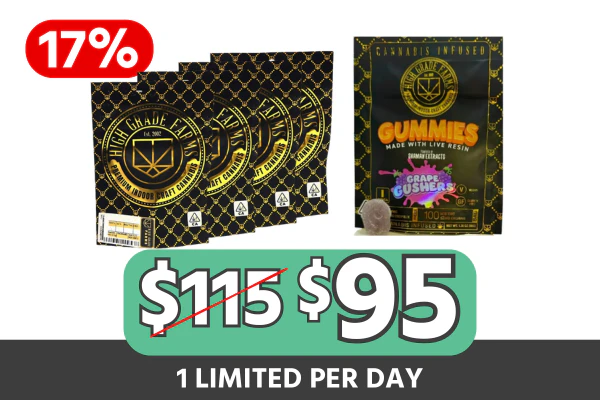 High Grade 3.5g 4-Pack + Gummies Bundle — $95 (Save $20 | 17% Off)