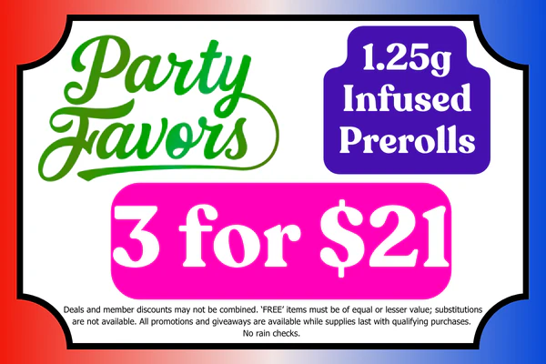 PARTY FAVORS “BONFIRE” 1.25g Infused Prerolls:  3 for $21 