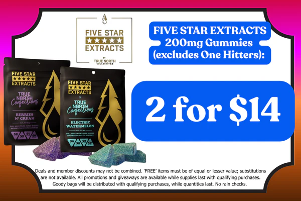 FIVE STAR EXTRACTS 200mg Cured Badder Gummies:  2 for $14