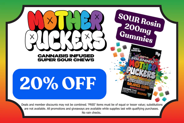 MOTHER PUCKERS 200mg Sour Rosin Gummies:  20% OFF 