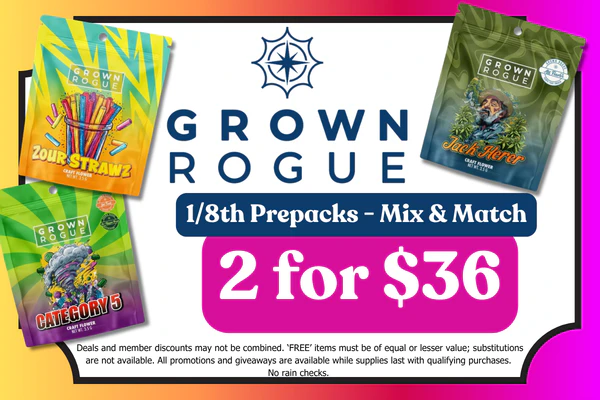 GROWN ROGUE 3.5g prepacks – Mix & Match: 2 for $36
