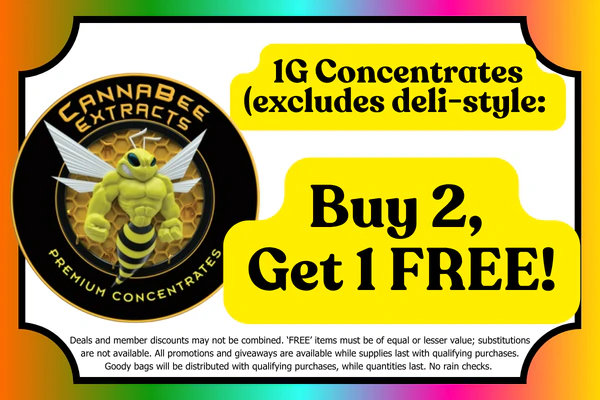 Cannabee Extracts 1g Concentrates (excludes deli-style):  Buy 2, Get 1 FREE (Equal or lesser value for free item)