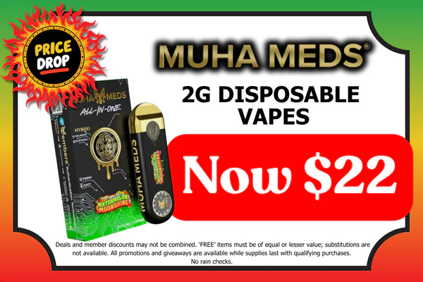 MUHA MEDS 2G Disposable Vapes: $22 (Save $3)