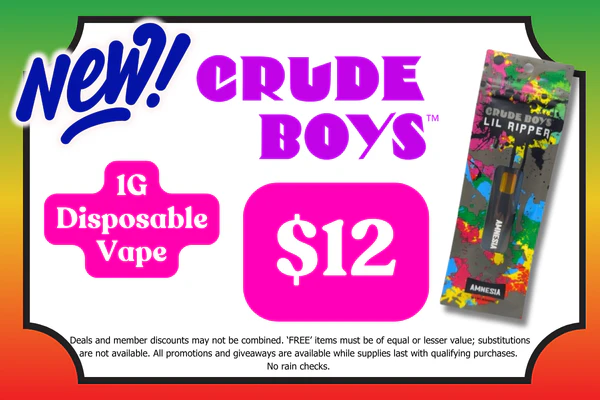 CRUDE BOYS **NEW** 1g Disposable Vapes: $12