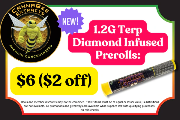 *NEW* CANNABEE EXTRACTS 1.2g Terp Diamond Infused Preolls: $6 ($2 OFF)