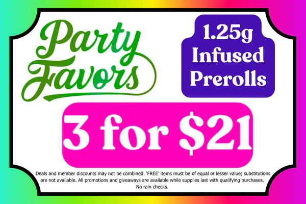 PARTY FAVORS “BONFIRE” 1.25g Infused Prerolls:  3 for $21 