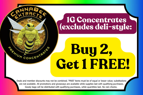 Cannabee Extracts 1g Concentrates (excludes deli-style):  Buy 2, Get 1 FREE (Equal or lesser value for free item)