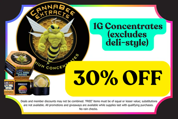 CANNABEE EXTRACTS 1g Prepacked Concentrates:  25% OFF
