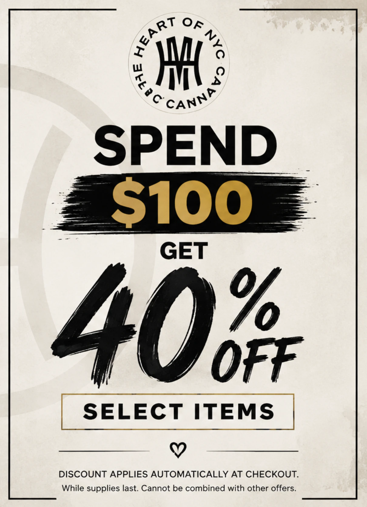 Spend $100, Get 40% Off Select Items