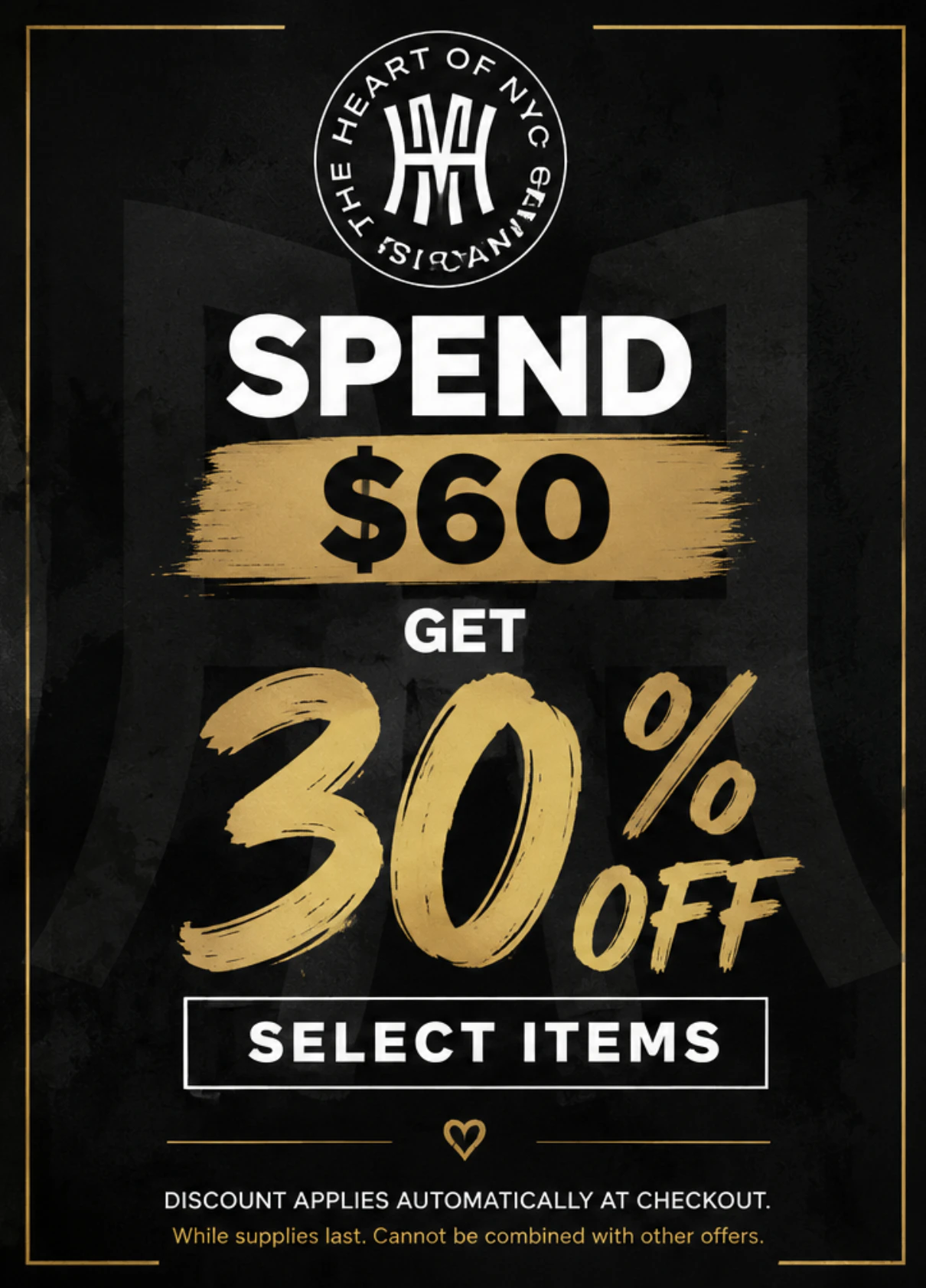 Spend $60, Get 30% Off Select Items