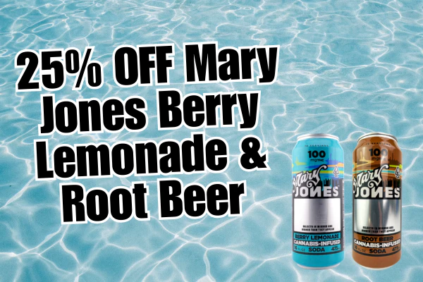 25% Off Mary Jones Berry Lemonade & Root Beer 100mg Drinks