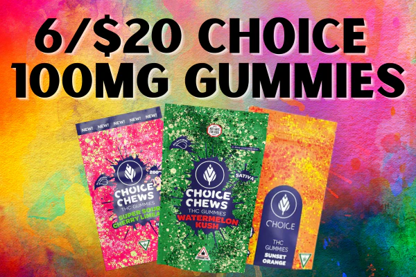 6/$20 Choice 100mg Gummies