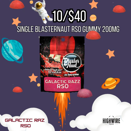 10/$40 Monster Extracts RSO BlasterNauts Single Gummy 200mg
