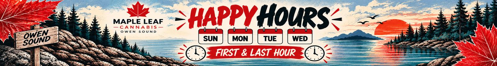 HAPPY HOURS - Sunday - Wednesday (First and last hour daily)