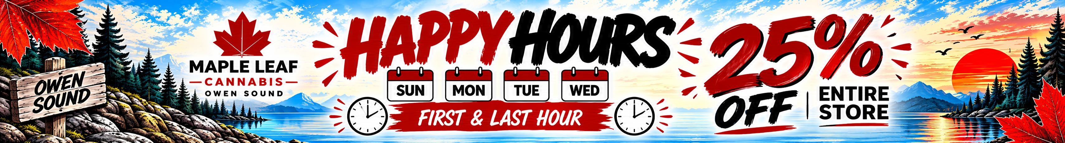 HAPPY HOURS - Sunday - Wednesday (First and last hour daily)