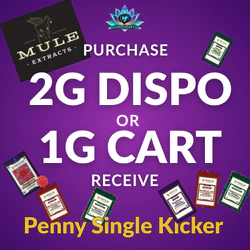 Buy Mule Extract  2g Dispo or 1g Cart and get a Mini Kicker for a 1¢!