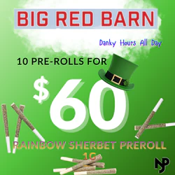 🌈 Rainbow Sherbet Big Red Barn Pre-Rolls — 10 for $60