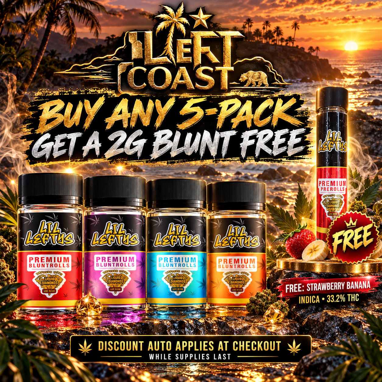 BOGO Buy Any 5-Pack, Get a 2g Blunt Free - Left Coast