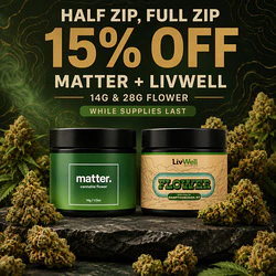 Half Zip, Full Zip — 15% Off Matter + LivWell 14g & 28g