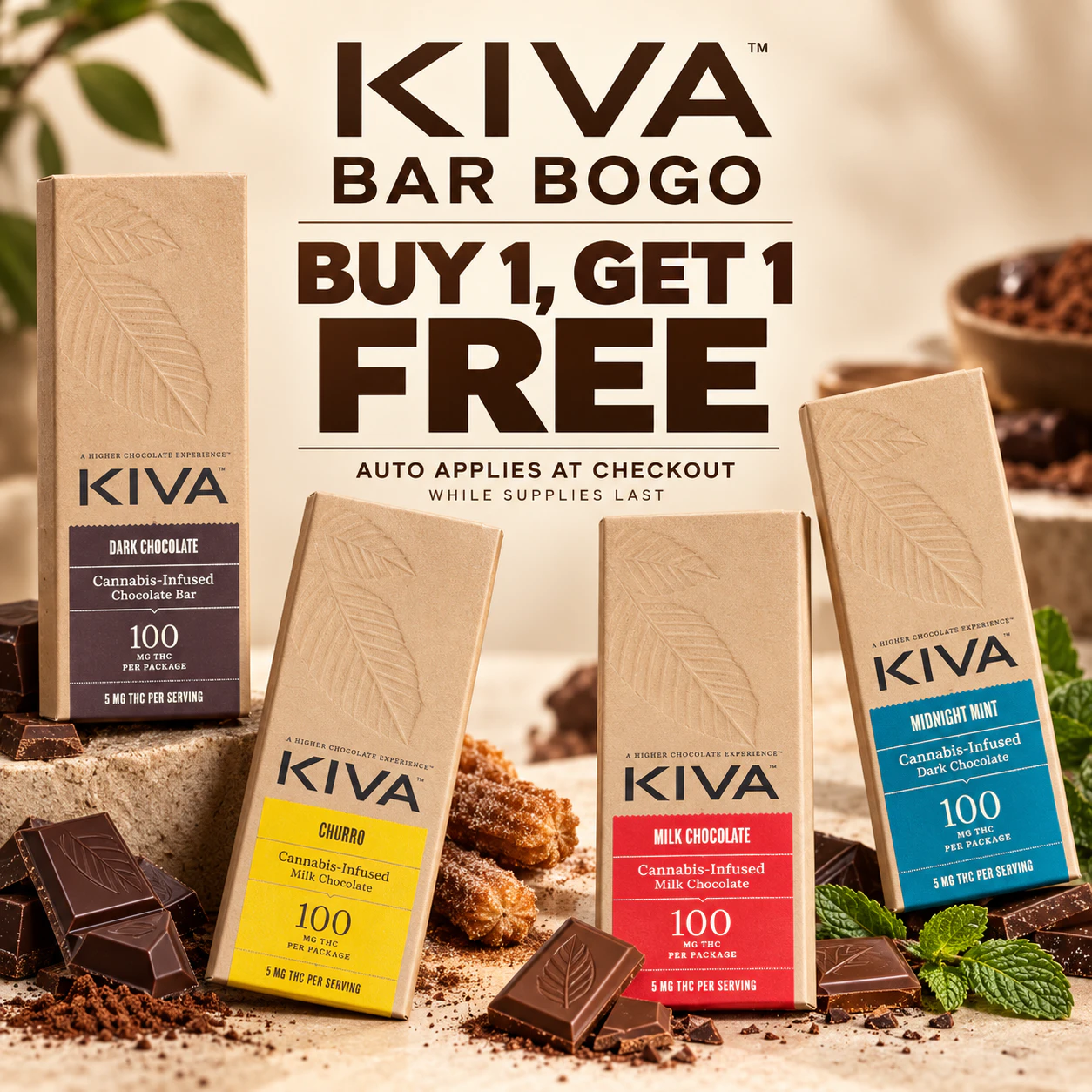 🍫 Kiva Bar BOGO Bliss: Buy 1, Get 1 FREE