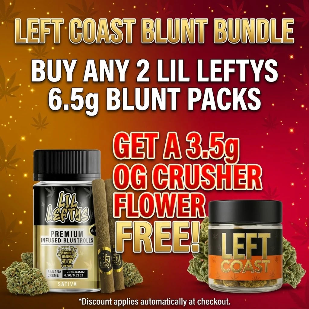 Left Coast Blunt Bundle: Free OG Crusher 3.5g with 2 Blunt Packs