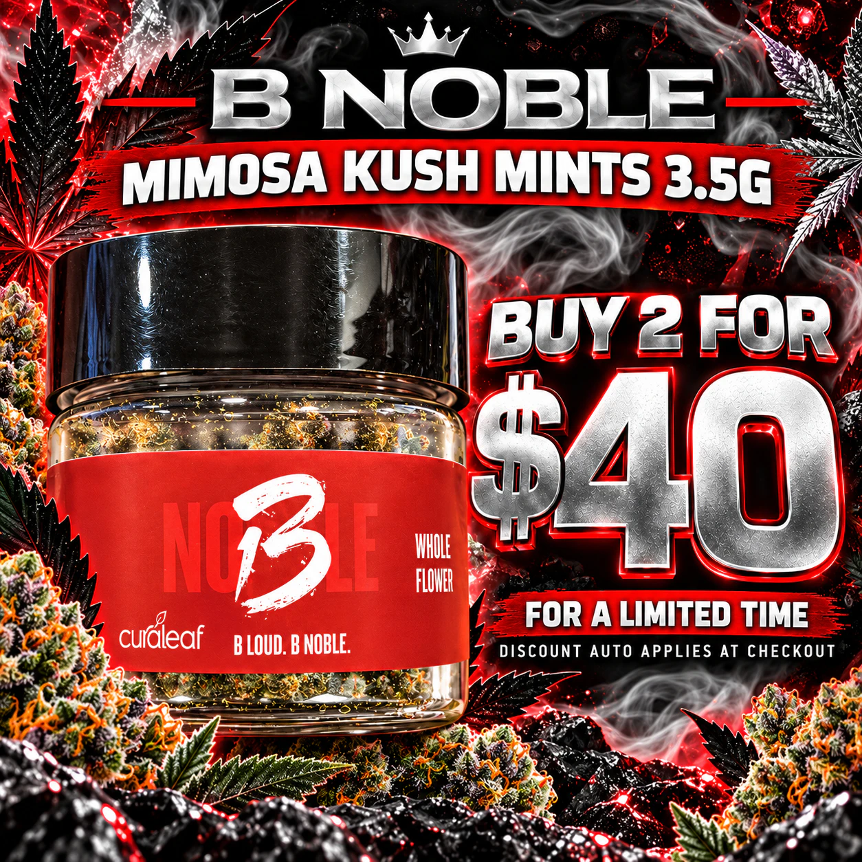 2 for $40 : Mimosa Kush Mints 3.5g – B Noble Mimosa Kush Mints 3.5g