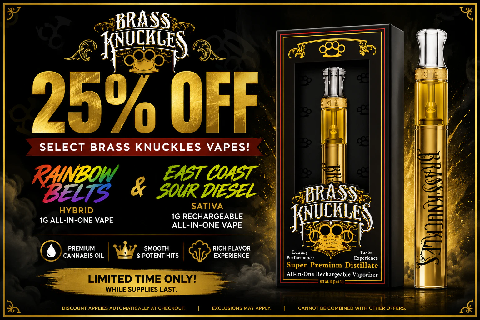 🔥 25% OFF Select Brass Knuckles Vapes 💨