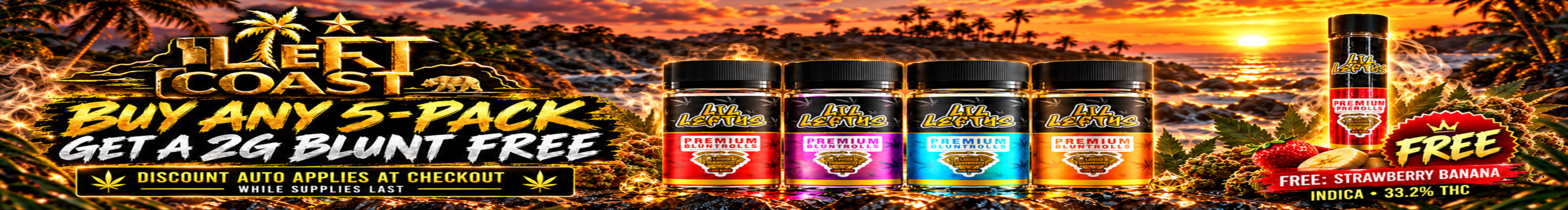 BOGO Buy Any 5-Pack, Get a 2g Blunt Free - Left Coast