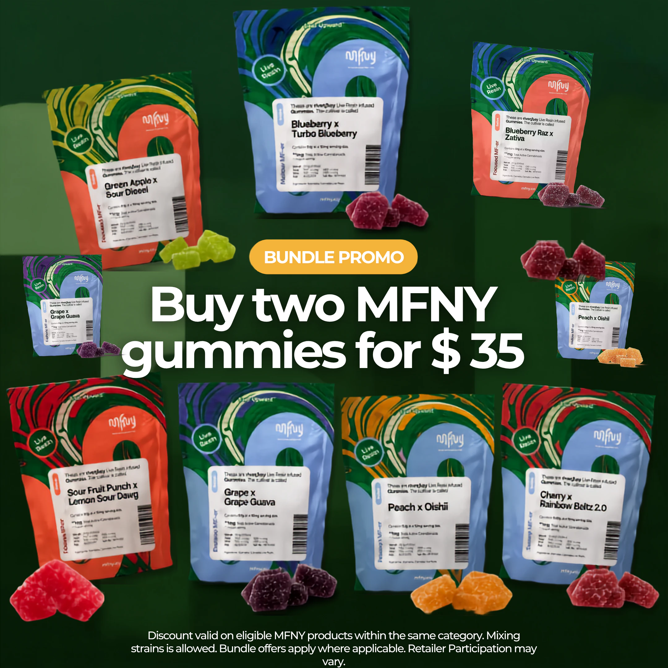 MFNY | Bundle any 2 Live Resin Gummies for only $35